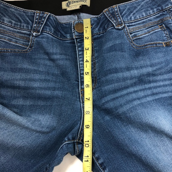 Democracy Stretchy Ab Technology Mid Rise Waistband Slimming Panel Blue Jeans 12 - Picture 13 of 16